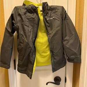Columbia Kids' Charcoal and Neon Yellow Raincoat
